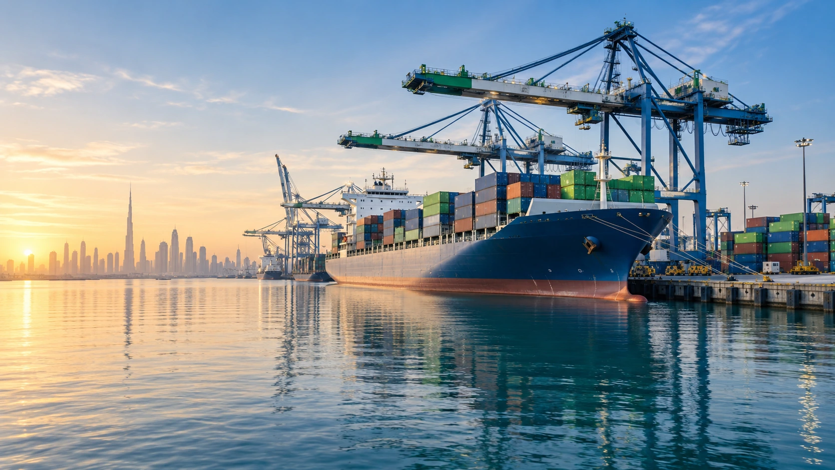 Container ship and seaport